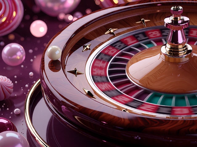 Wirujące koło ruletki z karmelową misą i perłową kulką w rozmyciu ruchu - ruletka live w Iris Casino